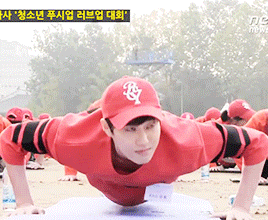yixingsosweet:  evolution of suho’s push ups