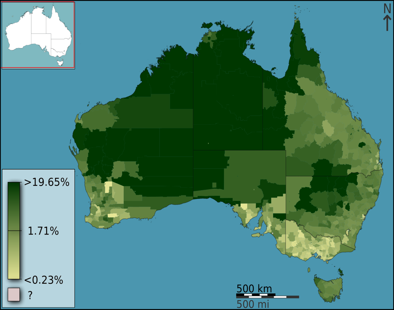 mapsontheweb:  Indigenous Australians as a Percentage of the Australian Population.