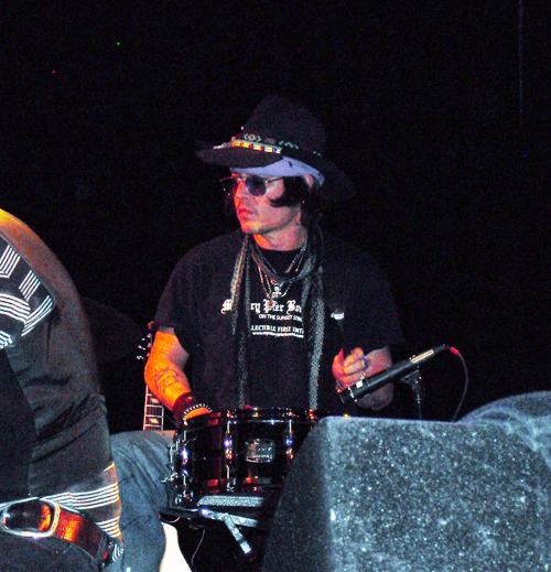 TBT:  Johnny Depp, playing the drums, 10 years ago, on March 30, 2012, during Bill Carter’s show at 