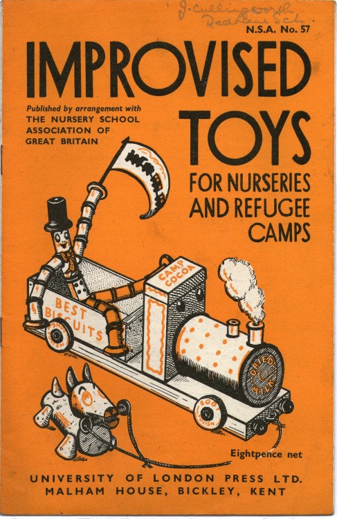a rare surviving booklet for making improvised toys - for use in refugee camps and nurseries