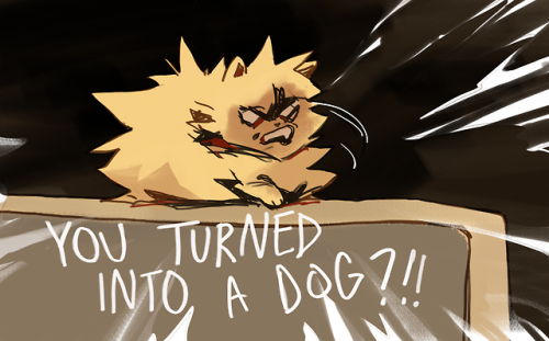 knightic:commission of deku and barkugou!! (also known as bomberanian)he is full of kibble and rage