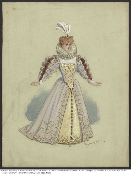 Chasemore, Archibald. Costume designs for Elizabethan women, ca. 1885. MS Thr 607Houghton Library, H