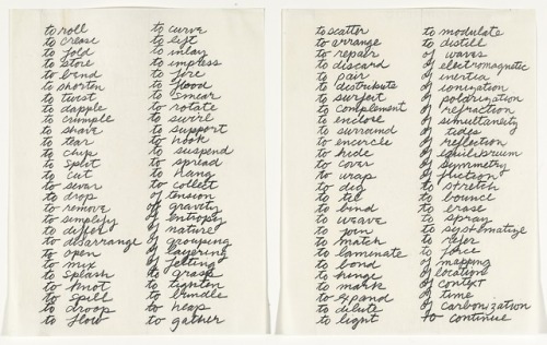 virginian-wolf-snake:Richard Serra, Verb List (1967)