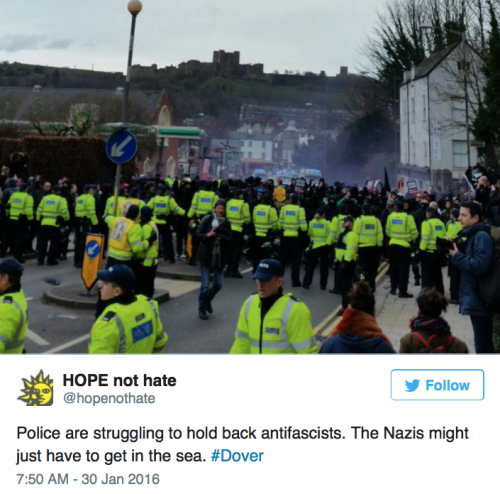 micdotcom:  Gut-wrenching photos show the violent clash between Neo-Nazis and pro-refugee protesters On Saturday, a group of fascist nationalists were waiting for anti-fascist protesters at a service station in Maidstone, United Kingdom. The neo-Nazi