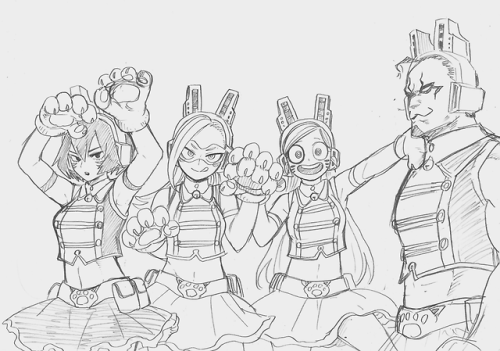 dailybnha: PUSSYCATS sketch from Horikoshi’s twitter. 