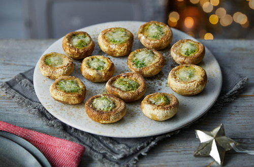 Pesto and Parmesan stuffed mushrooms