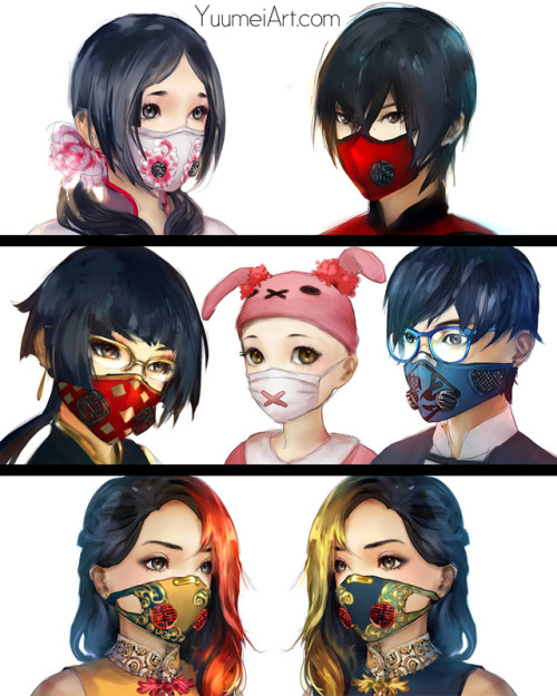 yuumei-art:Smog mask designs for my upcoming reboot of Knite! :D My team has been working hard the p