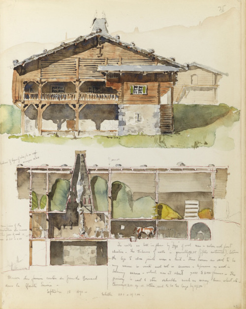Whitney Warren Jr., elevation of a farmhouse in France, 1890. Watecolor. Via Cooper Hewitt. Kettle w