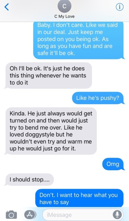 dfunny1985:  Wife went out with an ex last Friday night. She came home and gave me the details. Needless to say it was a great feeling she had seeing her ex and catching up