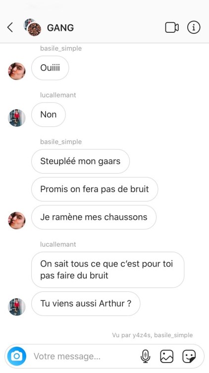 skamfrtranslated:Le Gang chat - January 15Yann: Should we hang out at Lucas’s this afternoon?Basile: