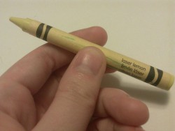 rawrcharlierawr:  This is the most important crayon  Laser lemon, brought to you by Aperture Science