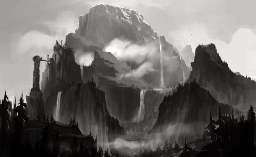 Environment concept of High Mountain for WoW: Legion.