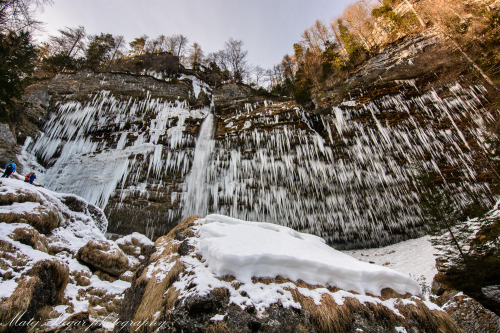 PERICNIK WATERFALL, Slovenia - this impressive 52 meter-high waterfall is still frozen, but spring i