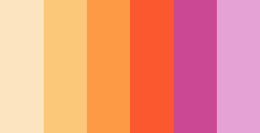 color-palettes: Run Through the Town - Submitted by SeesawSiya #fce3c0 #fbc779 #fd9a46 #fc582f #cb49
