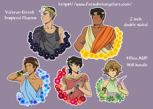 forsakenangel88: forsakenangel88-art: My Voltron Greek Inspired Charms are now available for preorde