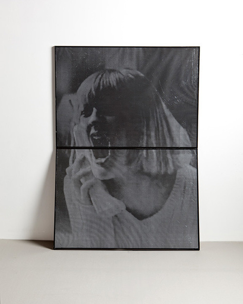 Alex Da Corte, Double Courtney (Good Women + Negative Creep), 2011, Picture frames, enamel, xerox, v