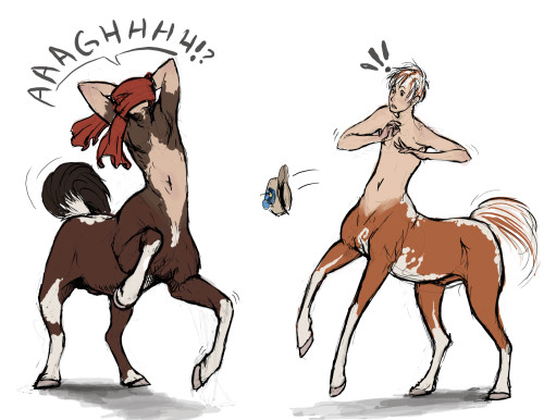 hubedihubbe:  theartingace:  I’ve fallen in love with hubedihubbe ‘s centaur farm, but of course especially with her goofy paint boy Aerick as I also have a goofy paint boy, tho he is named Clyde and is very brave. Unfortunately he’s also not very