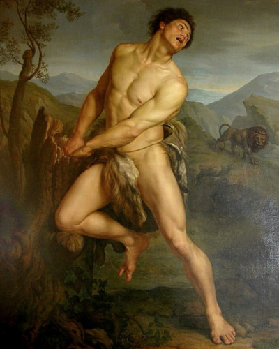 antonio-m:“Milo of Croton”, 1838 by Zatti Carlo Brescello (1819-1899). Italian painter. Palazzo Ducale, Modena, IT. oil on canvas.