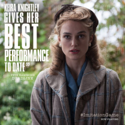 theimitationgameofficial:  Keira Knightley stuns as Joan Clarke in The #ImitationGame. Now playing in select theaters: http://bit.ly/ImitationGameTix