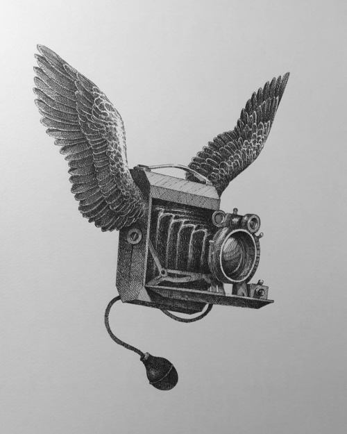 Flying Camera.original drawing - ink on paper(30x42cm)AVAILABLEDM for info#originalart#originaldrawi