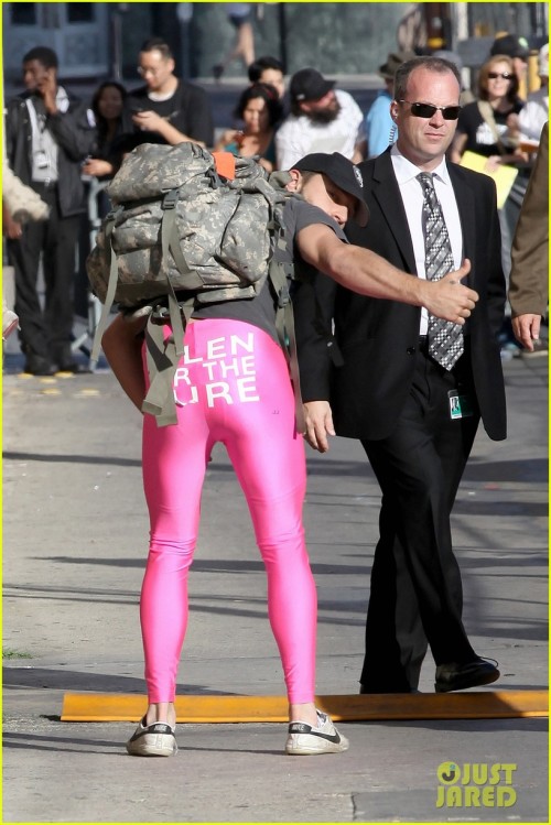 Shia LeBouf taking Ellen’s challenge to get photographed in these pants for a donation to brea