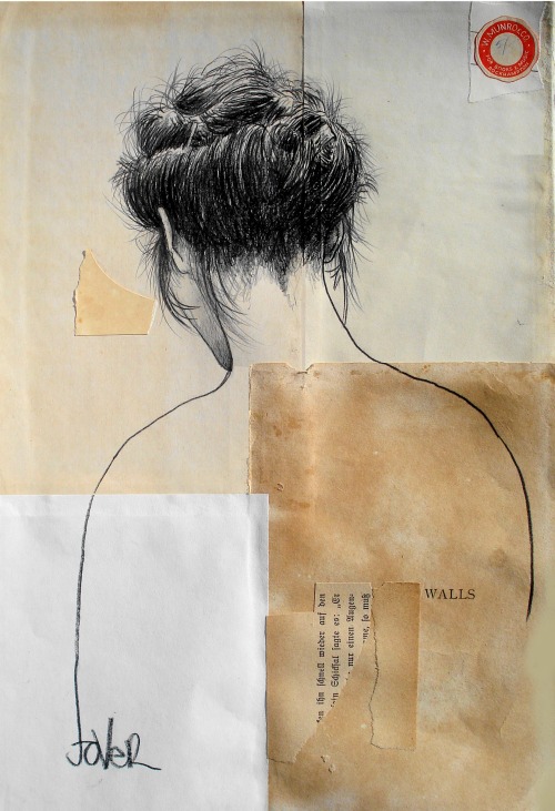 louijover:three x drawings on found papers