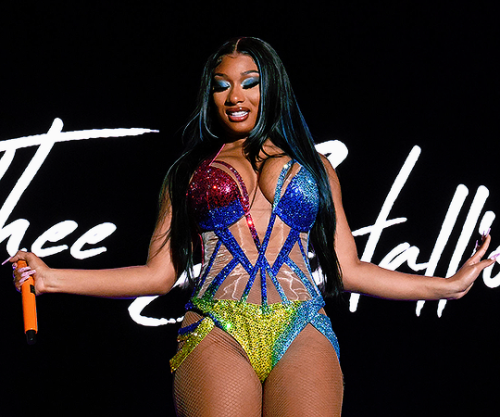 MEGAN THEE STALLION performing onstage at Beale Street Music Festival in Memphis, Tennessee (May 1, 