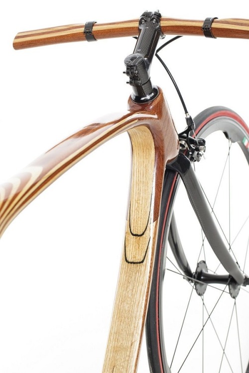 Lightweight bicycle made from wood and carbon fiber by CWBikes, Italy.