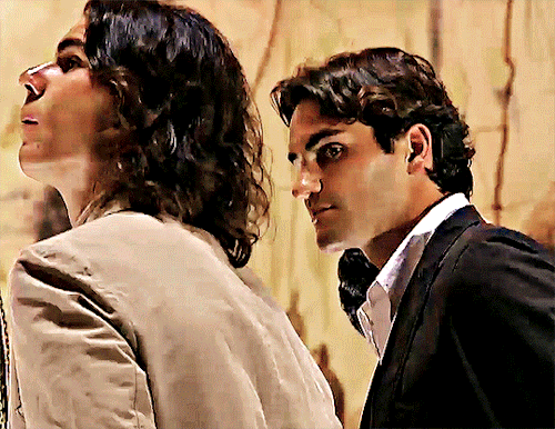 Rafael Nadal And Roger Federer During A Promotion Event At The Cathedral Of Santa Maria Of Palma Ahead