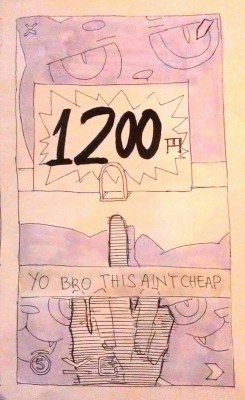 sagasogo:  Just wanna confirm on my previous doodle it looks like “200 yen” but its 1200 yen. Ive got no space left and I wrote the number too big 😂 my bad.  Here’s a bonus.