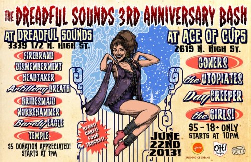 Flyer for an event at Dreadful Sounds, an awesome local record store.