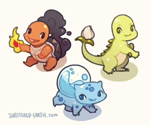 shattered-earth: typeswap starters i doodled on the plane before kawaii kon :)  just added the 