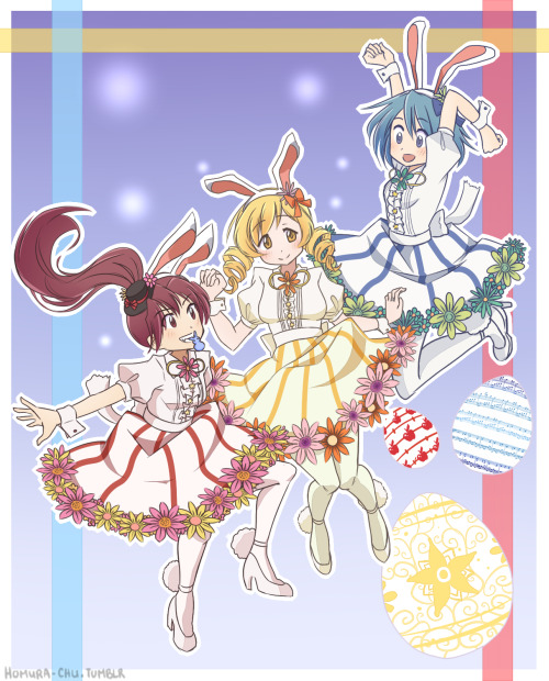 homura-chu:Happy Easter! c: I’m always happy to see all the new official art from Mado Magi, I must 