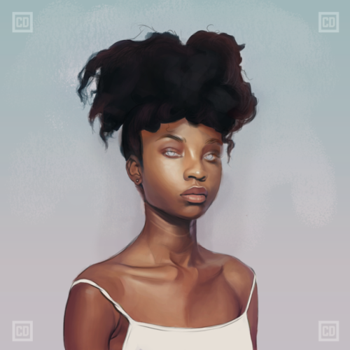 controlled-khaos: I love the sketch of this just as much as the finish painting. Natural hair always