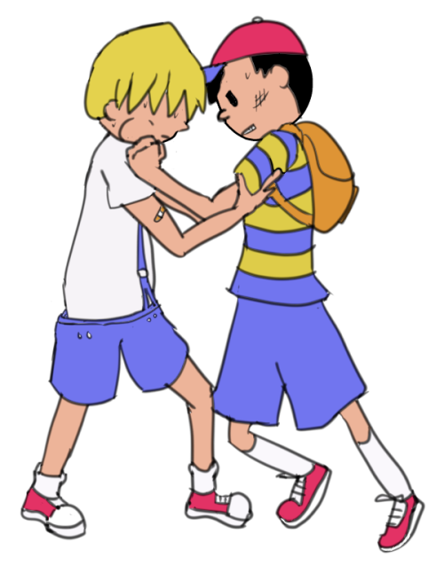 &ldquo;bestest friends&rdquo;(lineart + lazy coloring of ness and porky as kids)so…you ever have tha