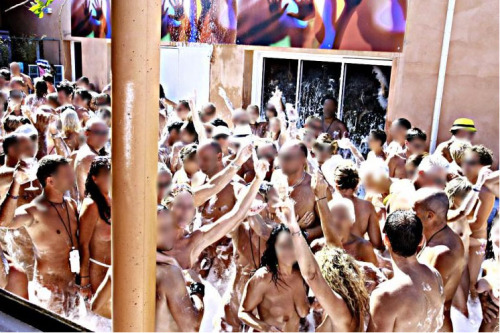 hornysurreyhusband:  corpas1:  The Nude Foam Parties in Cap d’Agde Nudist City, France. Among the special activities in nudist Cap d’Agde are the nude foam parties, near the beach at Le Glamour Club, a scene beyond imagination for those who have