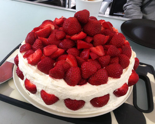 princess-peachie:Cakes that don’t go stingy on the strawberries = my full approval