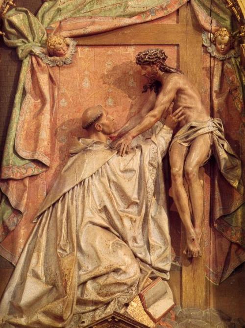 spanishbaroqueart: Gregorio Fernández Christ on the Cross Embracing Saint Bernard, ca. 1613 L