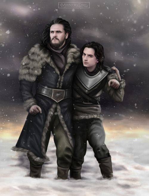 Illustration for my fanfic “Path of the ice dragon” (only in Russian).  Jon Snow/Ae