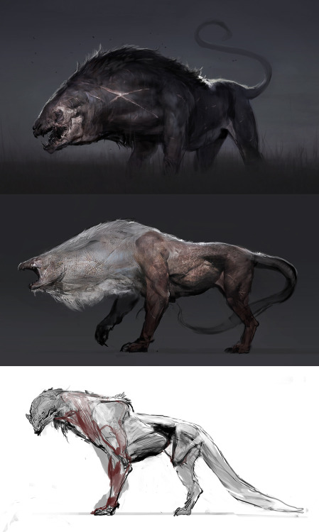 jeffsimpsonkh:I love cats, so I drew some.  Creature design is fun.  Anatomy is hard.