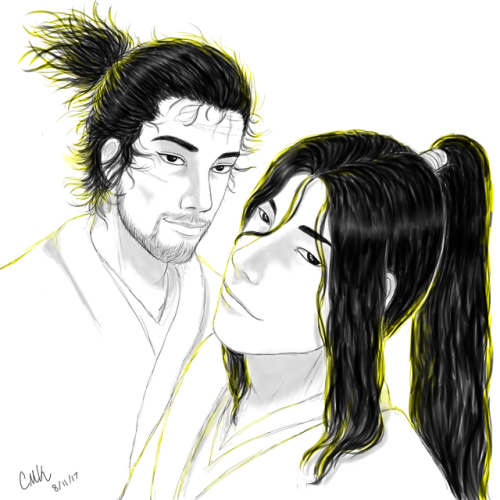 meowmoto-musashi: I love these two and their hair is super fun to draw.