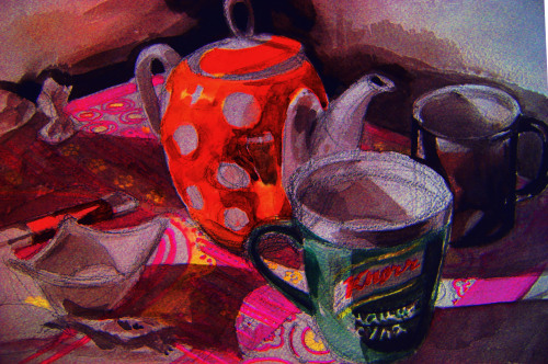 Still life with orange teapot. Натюрморт с оранжевым чайником.