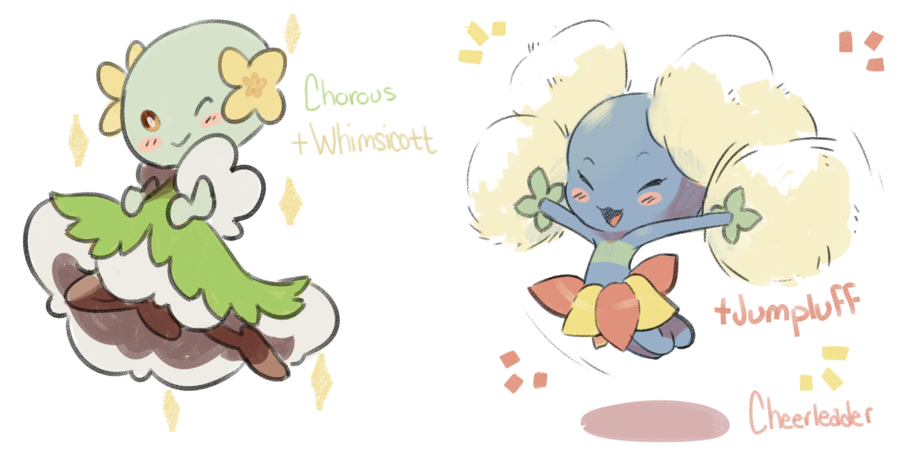 ladie-bug:  Bellossom variants. Last time I swear.Designed them after different types
