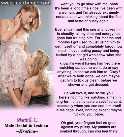 My Male Chastity and Lesbian Denial Books:https://www.smashwords.com/profile/view/AerithLIncluding My New Book - “Madame Keyholder: A Chastity Training Story”