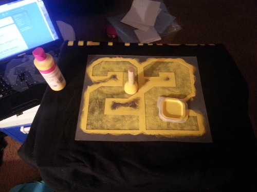 crisisavertedcosplay: Fun with stencils!Stencils are a great way to get a design on to fabric withou