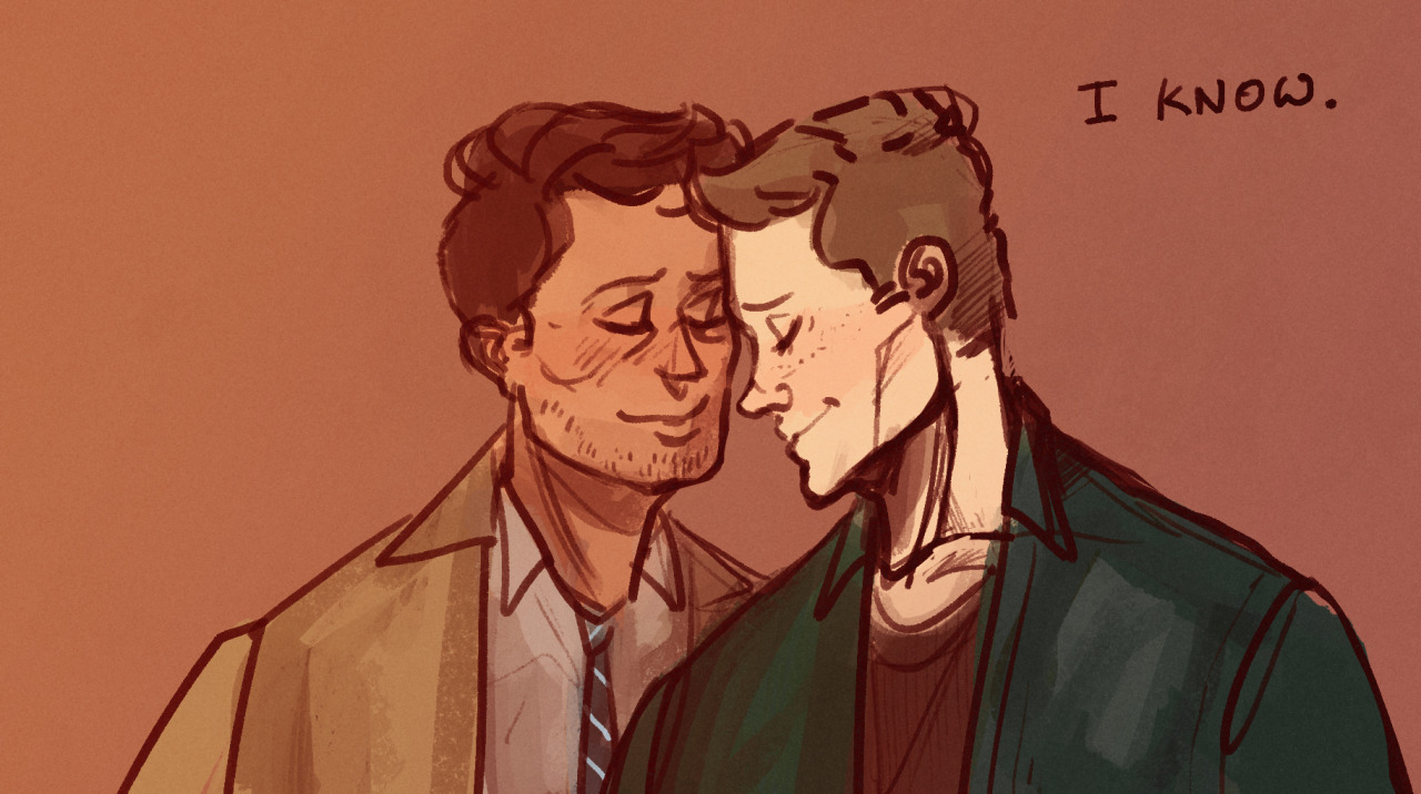 sketchydean:  cas just wants to remind dean he’s not alone. and you, the lovely