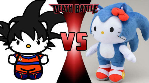 death-battle-prompts:Hello Kitty Goku VS Hello Kitty Sonic