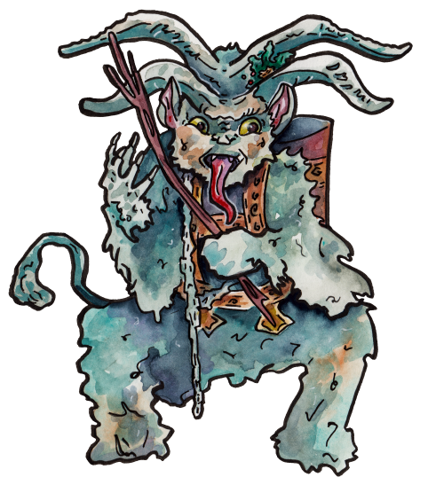 Krampus painting posted to remind you today, December 17th, is the last day to make an Etsy order in