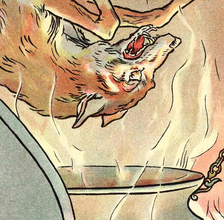 nemfrog:The Big Bad Wolf falls into a boiling cauldron, as the story of The Three