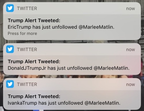 tikkunolamorgtfo:  peace-love-colbert:  sallyyates:  toshootforthestars: Wow  I don’t know who this lady is, but of the Trumps unfollowed her, I’m behind her 100% of the way.  Marlee Matlin won the Academy Award for Best Actress in a Leading Role